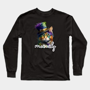 Meowdy Funny Bougie Cat Howdy Meow Mashup, Cat Mom Gifts, Cat Lady, Christmas 2023, Mothers Day 2024 Long Sleeve T-Shirt